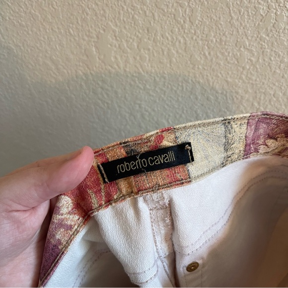 Y2K Rare Roberto Cavalli Floral Leopard Print Denim Patchwork Womens Size US 8 - Picture 7 of 13